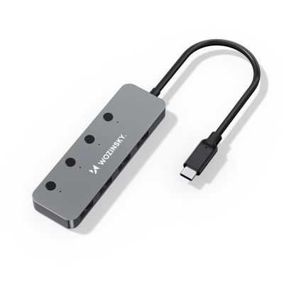 2. Wozinsky WHS088YSS 4x USB-A Aluminum Hub with Individual Switches and 15cm USB-C Cable - Gray