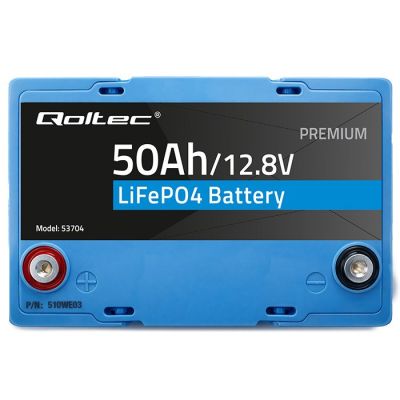 7. Qoltec LiFePO4 Lithium Iron Phosphate Battery | 12.8V | 50Ah | 640Wh | BMS