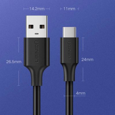 19. Ugreen US287 60117 USB-A / USB-C 3A cable 1.5m - black