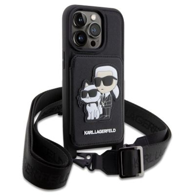 3. Karl Lagerfeld Crossbody Saffiano Karl & Choupette Case for iPhone 14 Pro - Black