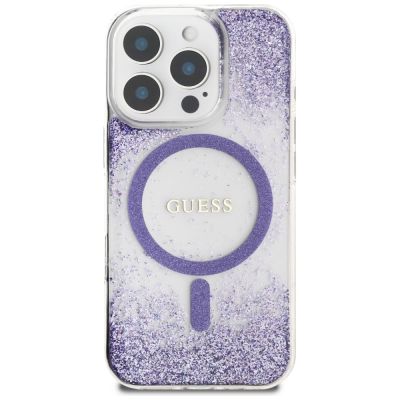 3. Guess HC Resin Bottom Glitter MagSafe case for iPhone 16 Pro Max - purple