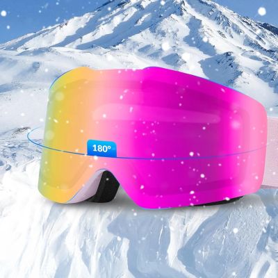 3. Qunature Pink Frameless Ski Goggles - Pink