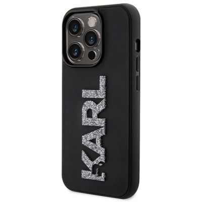 2. Karl Lagerfeld 3D Rubber Glitter Logo iPhone 15 Pro Case - Black