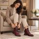 6. Red Crocodile-Effect Leather Ankle Boots for Women Vinceza 86453