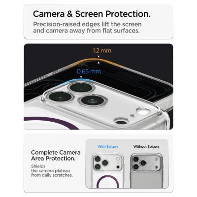 14. Spigen Ultra Hybrid Mag MagSafe Case for iPhone 18 Pro / 17 Pro – Clear Burgundy