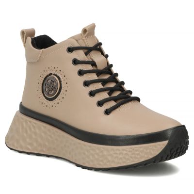 Leather ankle boots on the platform, insulated, beige, Filippo DBT7998