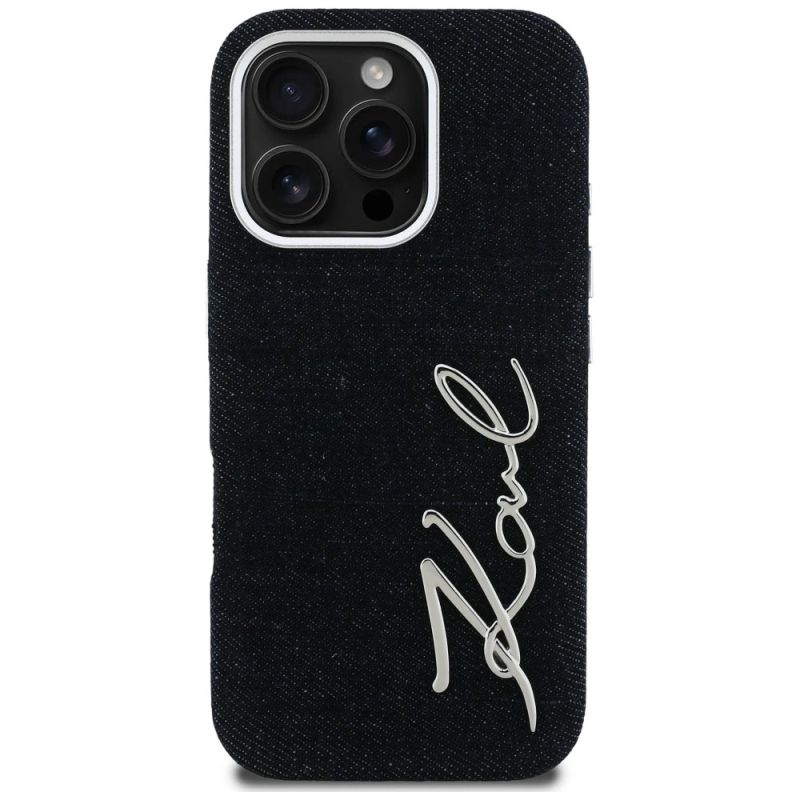 3. Karl Lagerfeld FW Jeans Signature Logo iPhone 16 Pro Max Case - Black