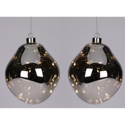 12. GLASS DROP MATRIX BALL 2 PCS LED 12 CM ANTHRACITE