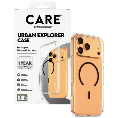 4. CARE by PanzerGlass Flagship Urban Explorer Case w. Black MagSafe for iPhone 17 Pro Max - Transparent