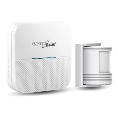 GREENBLUE ENTRANCE SIGNAL WIRELESS MOTION SENSOR 52 MELODIES WHITE 230V MAX 8 SENSORS GB212