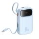 5. Baseus QPow 2 30W 10000mAh Power Bank with Built-in USB-C Cables - Blue