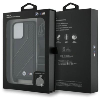 7. BMW M Edition Carbon Stripe & Strap iPhone 16 Plus Case - Black
