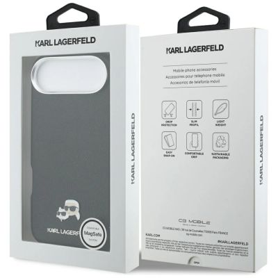 8. Karl Lagerfeld Karl & Choupette Head Pins Saffiano MagSafe Case for iPhone Air - Black