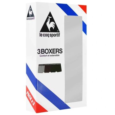 8. Le Coq Sportif Men's Boxer Briefs 3-Pack Black Gray Burgundy