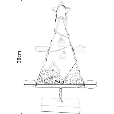 4. WHITE METAL LED CHRISTMAS TREE CANDLE HOLDER 38 CM