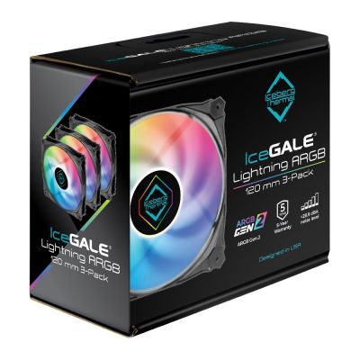 8. Iceberg Thermal IceGALE Lightning ARGB Computer Case Fan 12cm Black 3 pcs.