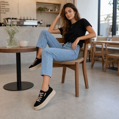9. Leather platform sneakers black Filippo DP6122
