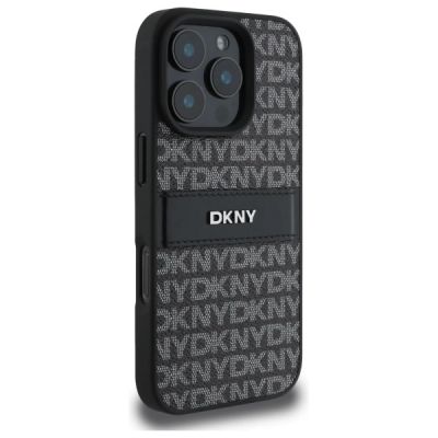 4. DKNY Texture Pattern Tonal Stripe iPhone 16 Pro Case - Black