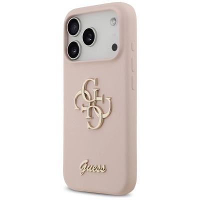 2. Guess Silicone Big 4G Script Case for iPhone 17 Pro - Pink