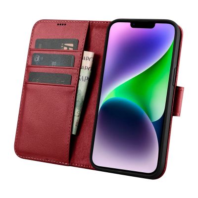 3. iCarer Wallet Case 2in1 Cover iPhone 14 Plus Anti-RFID Leather Flip Cover Red (WMI14220727-RD)