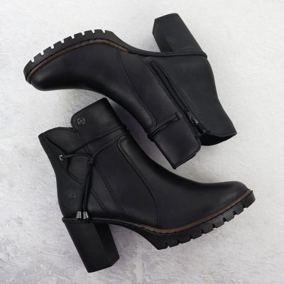 14. Black Leather Block-Heel Ankle Boots Rieker Y2567-00