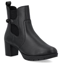 Women's leather ankle boots with heels, insulated, black, Rieker 77651-00