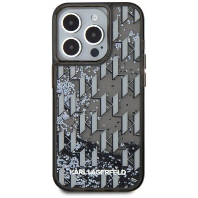 3. Karl Lagerfeld Liquide Glitter Monogram Gradient iPhone 15 Pro Case - Black