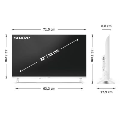 10. Sharp LC-32HF2265EW 81.3 cm (32") HD Smart TV with Wi-Fi, White