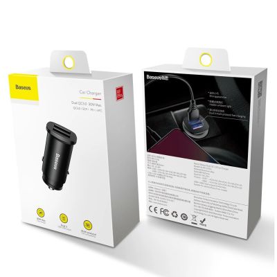 10. Baseus Square smart car charger 2x USB QC3.0 Quick Charge 3.0 SCP AFC 30W black (CCALL-DS01)
