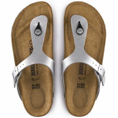 10. Birkenstock Gizeh Birko-Flor women's flip-flops silver regular wide (0043851)