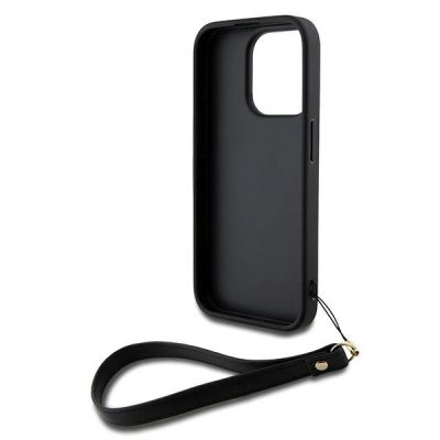 5. DKNY Wrist Strap Stock Logo case for iPhone 15 Pro - black