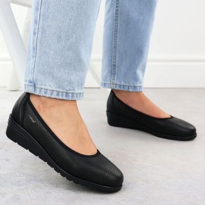 6. Rieker L5360-00 Women's Black Leather Slip-On Shoes