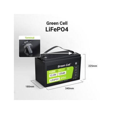 31. Green Cell CUBE LiFePO4 battery 125Ah 12V/12.8V 1600Wh LFPGC12V125AH