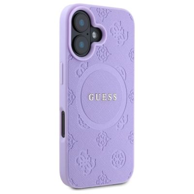 4. Guess Saffiano Peony Classic Logo MagSafena iPhone 16 Plus Case - Purple