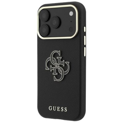 2. Guess Grained & Big Resin Logo Case for iPhone 18 Pro Max / 17 Pro Max - Black