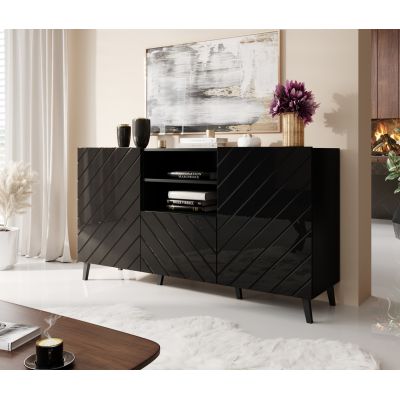 3. ABETO chest of drawers 150x42x82 black/black gloss