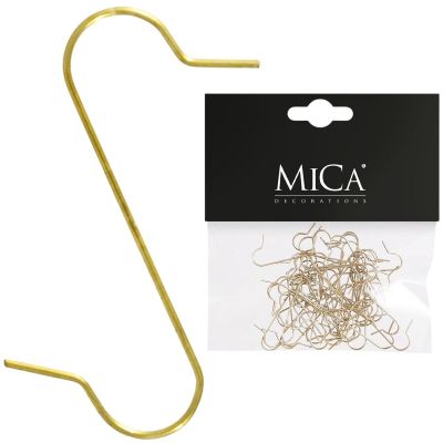 METAL HOOKS FOR CHRISTMAS BAUBLES 50 PCS GOLD MICA