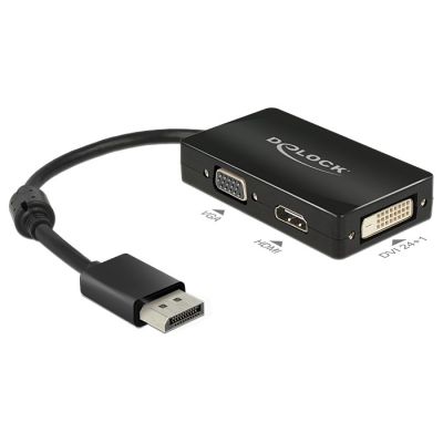 DeLOCK 0.16m DisplayPort/VGA+HDMI+DVI 0.16 m VGA (D-Sub)+ HDMI + DVI Black