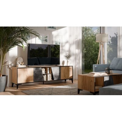 3. 4D OVO TV cabinet 180x38xH53 oak/concrete