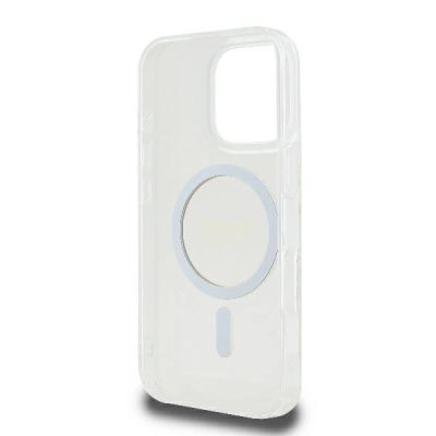 7. Guess GUHMP16LHFGERET iPhone 16 Pro 6.3" transparent hardcase IML Glitter Circle MagSafe