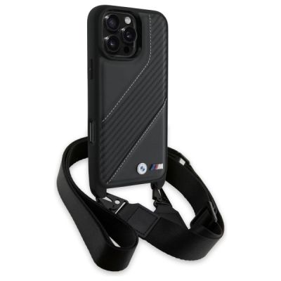 3. BMW M Edition Carbon Stripe & Strap Case for iPhone 16 Pro Max - Black