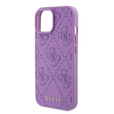 5. Guess GUHCP15SP4EPMU iPhone 15 6.1" purple/light purple hardcase Leather 4G Stamped
