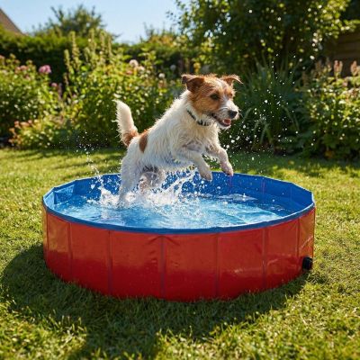 5. FOLDABLE GARDEN POOL FOR DOGS 80X30CM RED MAXPRO