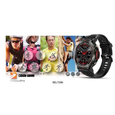 15. VELTORI VT140-1 Smartwatch Black Silicone Strap