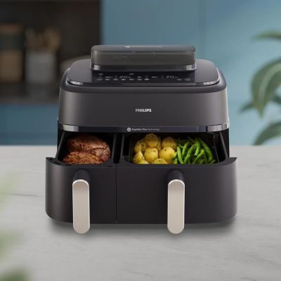 10. Philips 5000 series NA551/00 fryer Double 9 l Autonomous 2750 W Hot air fryer Black, Silver