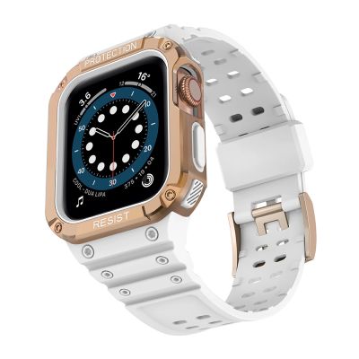 2. Protect Strap Band for Apple Watch 38/40/41mm Armored Case Strap - White, Rose Gold