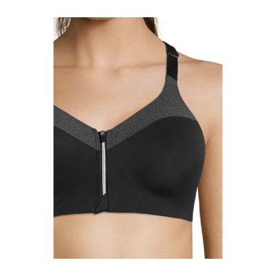 10. CASALL Front Zip Sports Bra Gray