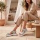 6. Women's leather sports sandals with Velcro, gray Artiker 56C1244