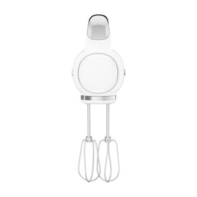 13. Smeg HMF01WHEU hand mixer in cream with a retro 1950s style.