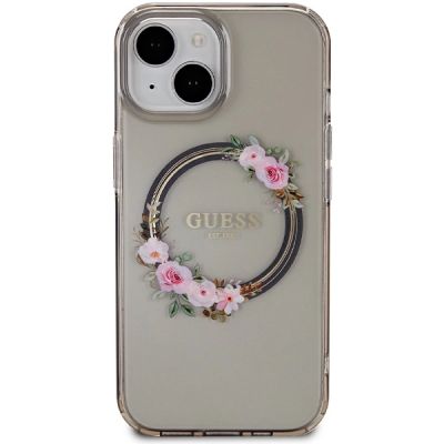 3. Guess IML Flowers Wreath MagSafe case for iPhone 15 / 14 / 13 - black